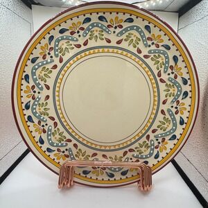 Bobby Flay Stoneware Dinner Plate 10in Multicolor Floral Geometric Mediterranean